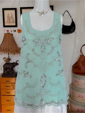 Dreamy fairy mermaid whimsy coquette y2k brand girly beaded sequin blouse